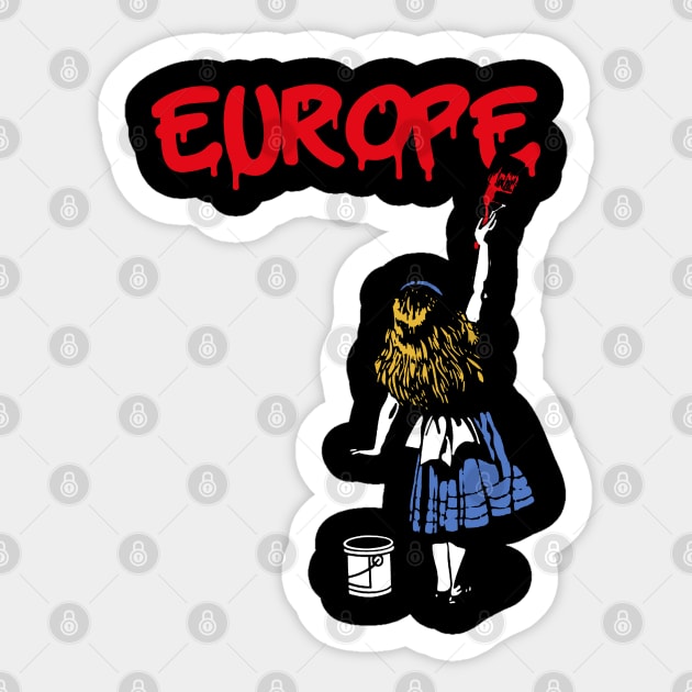 europe and red girl Sticker by j and r